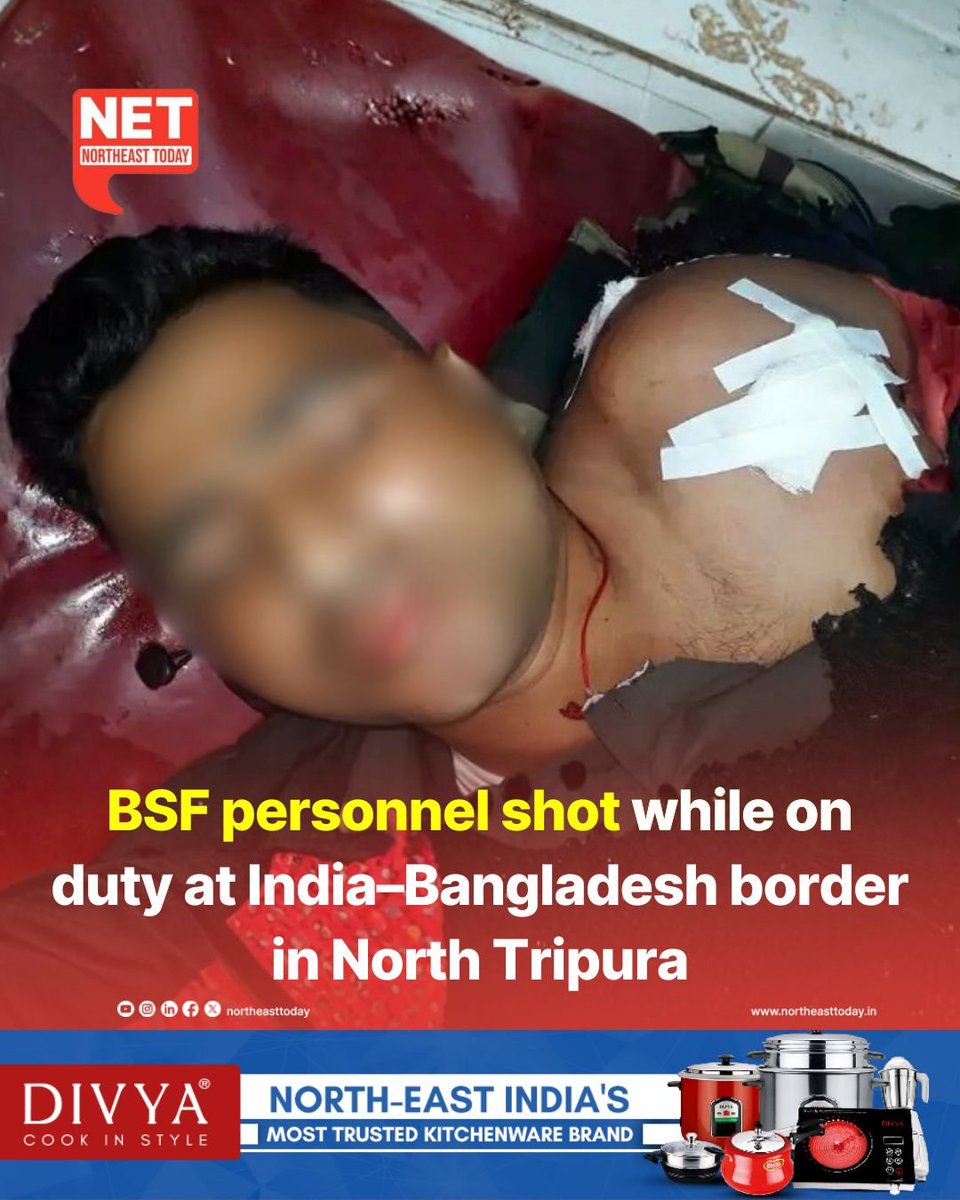 NortheastToday's tweet image. #Tripura | A Border Security Force (BSF) personnel sustained bullet injuries in a firing incident along the India–Bangladesh border in Tripura’s North district on December 23.

Read more..
northeasttoday.in/northeast/bsf-…

#BorderSecurityForce #Injury #FiringIncident