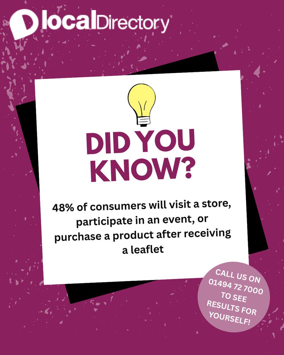 ✨ Did You Know? Almost half of consumers take action after receiving a leaflet! Whether it’s visiting a store, attending an event, or making a purchase — print really works.  Want to see the results for yourself? 📞 Call us on 01494 72 7000 #didyouknow #magazineadvertising