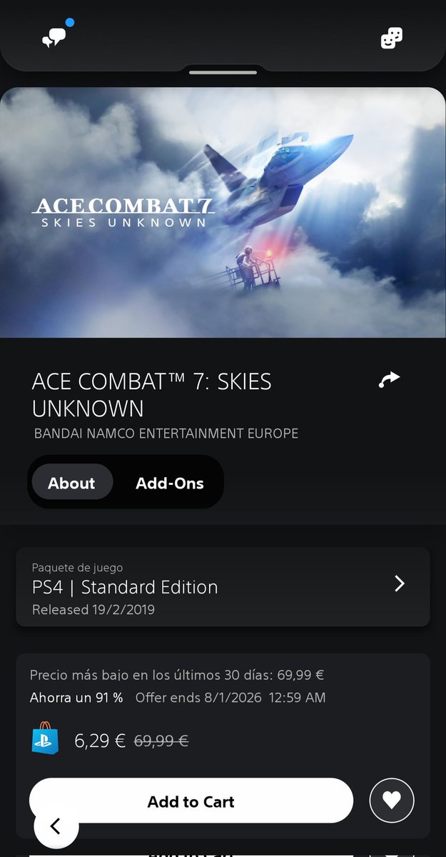 CarloStatic's tweet photo. There's never been a better time to jump on Ace Combat series.  Ahead of Wings of Theve you can now get Ace Combat 7 Skies unknown for just 6€... If you haven't played it, is a complete bargain and limitless hours of fun for the price tag  @AceCombatGames https://t.co/dXrFnhCmwN
