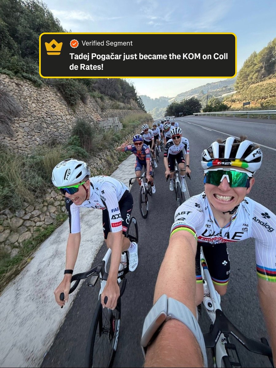cyklistickey's tweet photo. Tadej Pogačar🇸🇮 nedávno překonal svůj vlastní rekord na segmentu Coll de Rates o 24 sekund👑. Tadej  jako první v historii toto legendární stoupání zdolal za méně než 12 minut🙉 https://t.co/vRrX4ldYM6