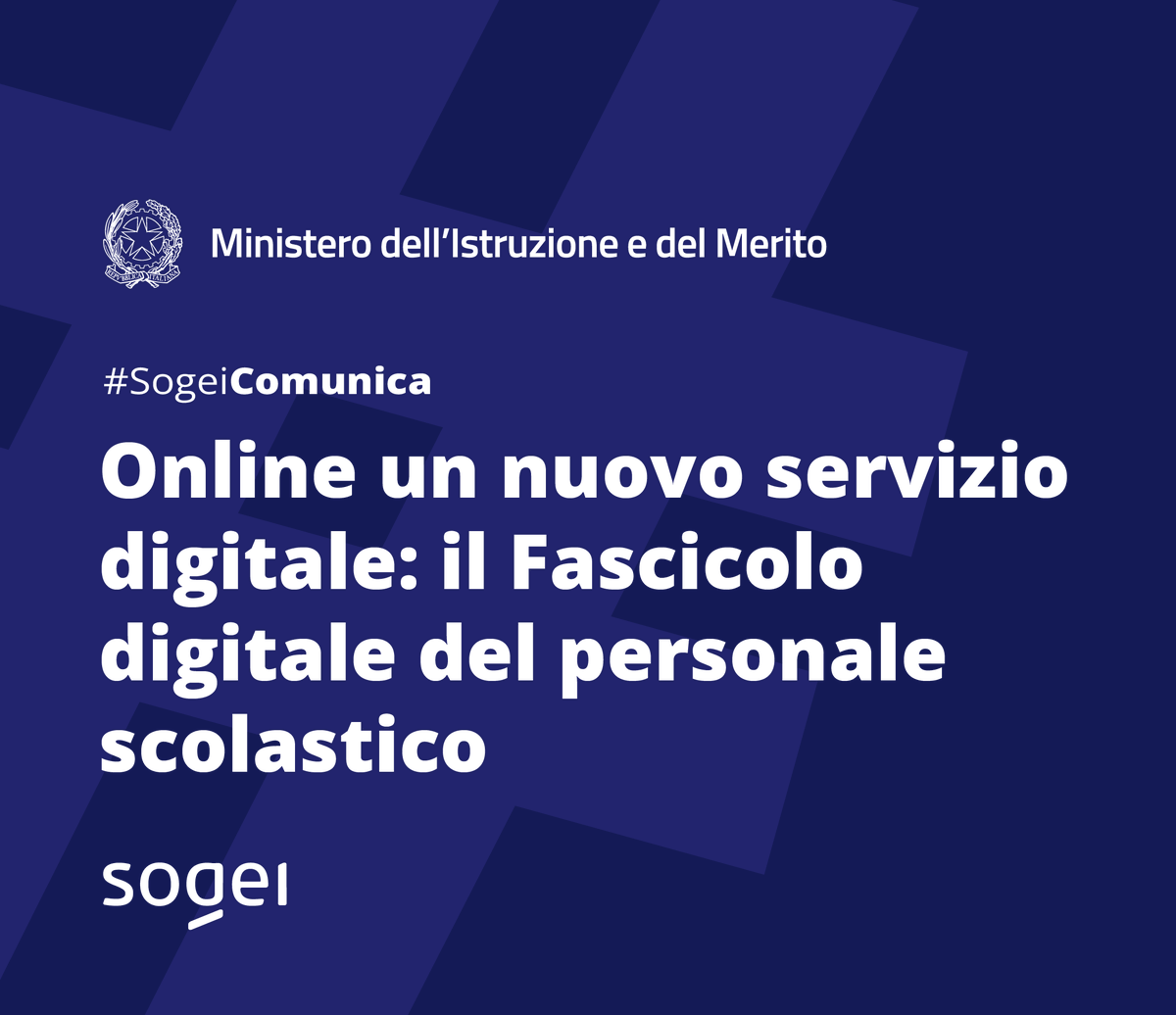 Sogei_SpA's tweet photo. 📢 Online il Fascicolo digitale del personale scolastico, sviluppato da #Sogei per il @MIsocialTW.
La piattaforma consente a docenti e personale ATA di consultare i propri dati professionali, rafforzando la digitalizzazione dei servizi.

👉 https://t.co/RZMylDBXqv

#SogeiComunica https://t.co/CvWYgNJh0m