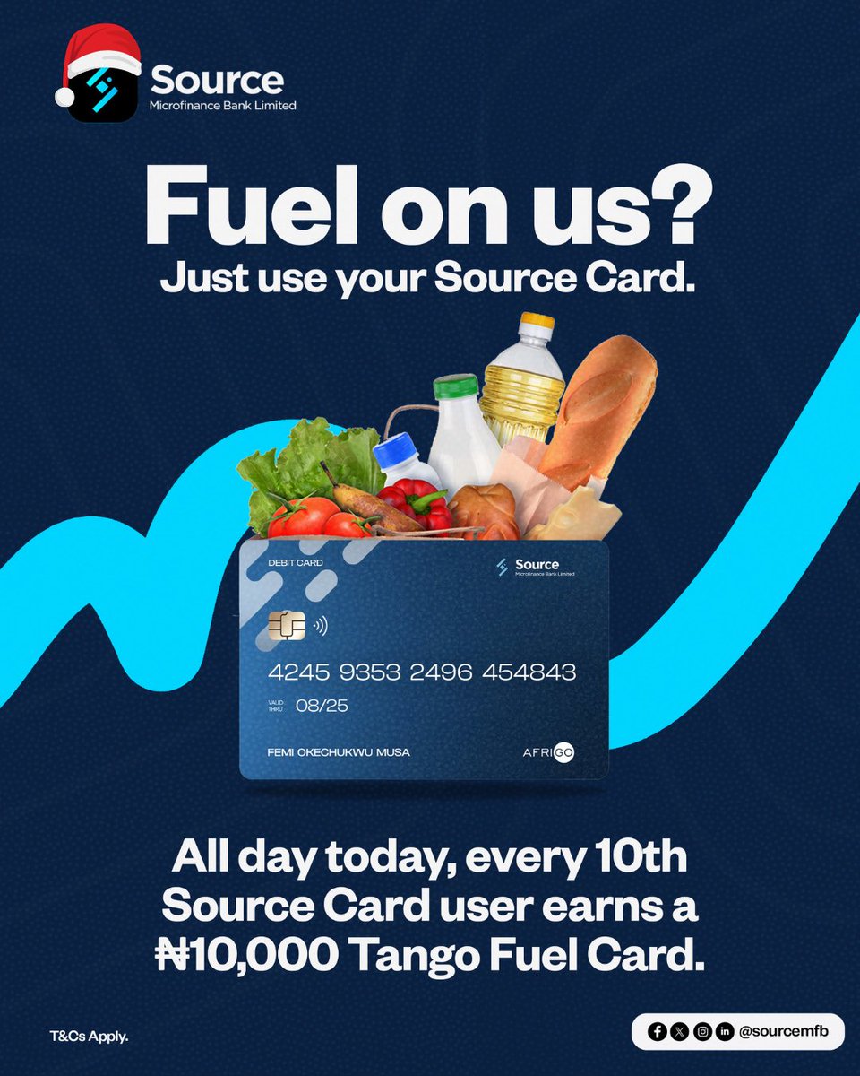 If you’re out running errands or shopping this season, take your Source Card with you.Every payment you make could unlock a special December delight from us. 

If you don’t have a card, you can request for one on the Source Mobile and get it delivered to you for free!

#sourcemfb