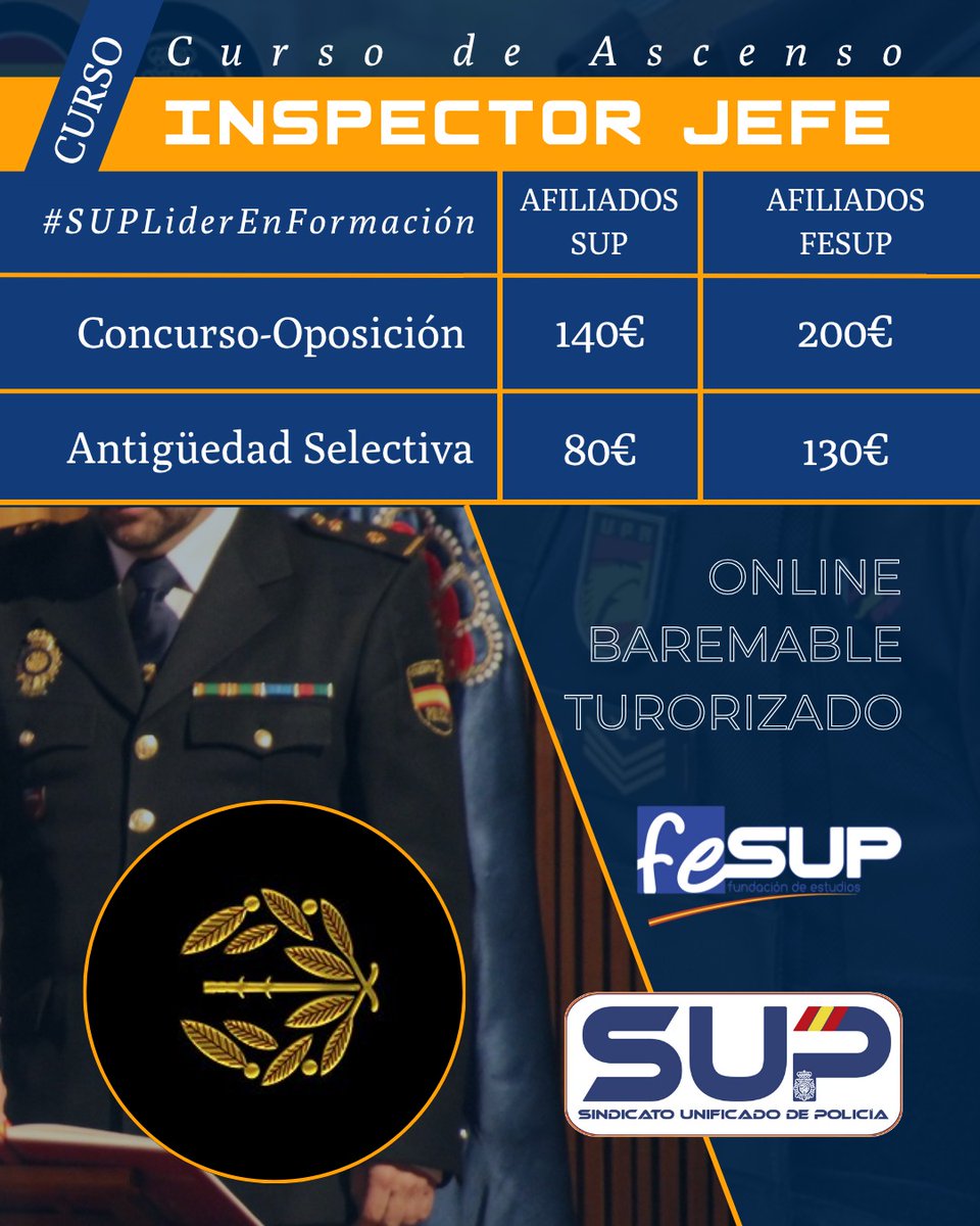 sup_formacion's tweet image. ⏳Formación #online @fesup_org  2026, recuerda:
#Ascenso a Inspector/a Jefe - iniciado
Cursos de #Actualización - ya puedes apuntarte
Curso Básico de #Extranjería - inscríbete del 19 al 23-01
#SUPLíderEnFormación
¡Prepárate con los mejores! 🧑‍🎓🫂
¡Afíliate al mejor sindicato! ✍️