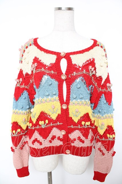 けゆはページ ❤️New arrival❤️ PINK HOUSE / モチーフ付きウールカーディガン 赤