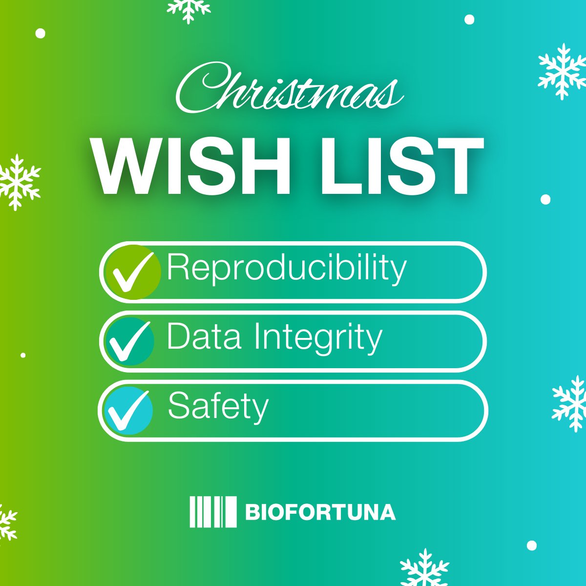 BiofortunaLtd's tweet photo. This Christmas, gift yourself confidence in your cell lines! π
Cell lines are the foundation of discovery & QC provides the comprehensive analysis you need, ensuring the reproducibility, integrity & safety of your results.
π² https://t.co/3pWg4aGfU5
#QualityControl #CellLines https://t.co/NbmPbAdyvj