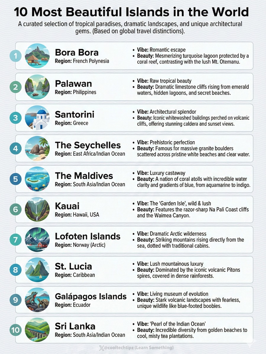 cooltechtipz's tweet image. Most beautiful islands in the world.