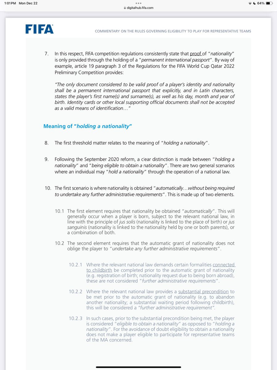 mrkoryah's tweet photo. @TfrmTheSev I strongly believe Nigeria will go to the 2026 world cup. Those DR Congo players were “eligible to obtain DR Congo nationality,” free to carry DR Congo national passport and travel anywhere with it, but were not QUALIFIED to play football for DR Congo according to this FIFA rules https://t.co/M10fQFIkzz