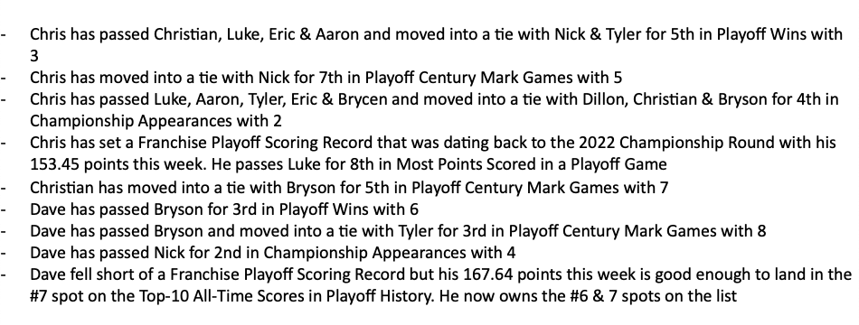 _MMFFFL's tweet image. Semifinal Weekend Milestones!