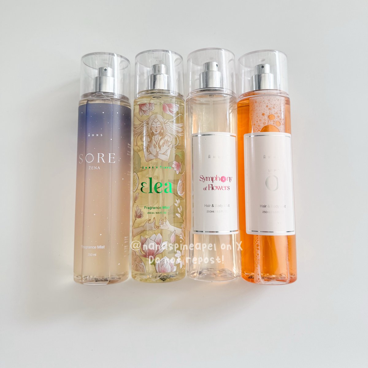 nanaspineapel's tweet image. BEST LOCAL BRAND BODY MIST 

These all smell really GOOD😭💖✨