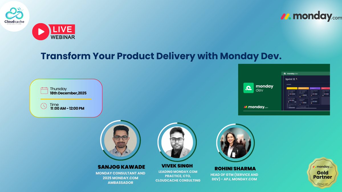 Cloudcachecon's tweet photo. Transform your Agile delivery with Monday Dev.

See how teams manage backlogs, sprints, bugs, releases, dashboards, and GitHub integration in one clean setup.

👉 Watch now: https://t.co/TyqSsoba7Z

#MondayDev #AgileWorkflow #ProductDelivery #DevTeams #CloudCache https://t.co/pug8BYXJt3