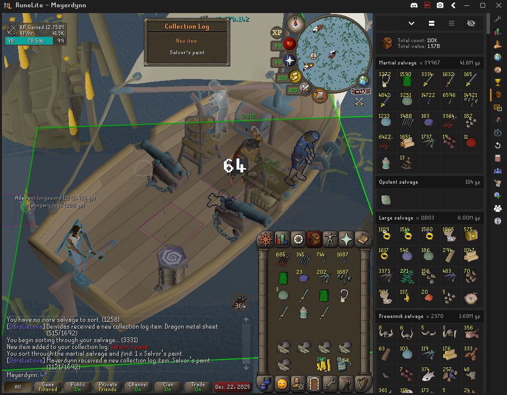 a little over 1.5x for a bad one, but we take those.
Dragon cannon barrel part to completely finish salvaging and then checking out the cannonball sink content