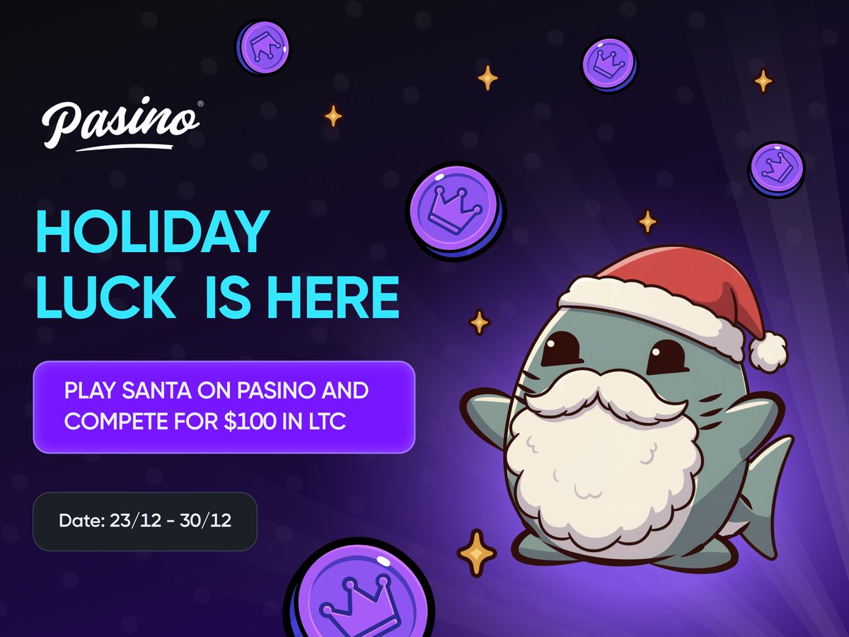 🎅🎁 SANTA GIVEAWAY IS LIVE! 🎁🎅

Christmas is coming early at Pasino - and Santa brought a clean $100 LTC Giveaway 🎄💰

Play Santa, our festive slot of the week 👇
pasino.com/extra-slot/2334

💎 Prize: $100 in LTC
📅 Date: 23/12 - 30/12

🧠 How to join:
• LEVEL 5+
• $50 in bets