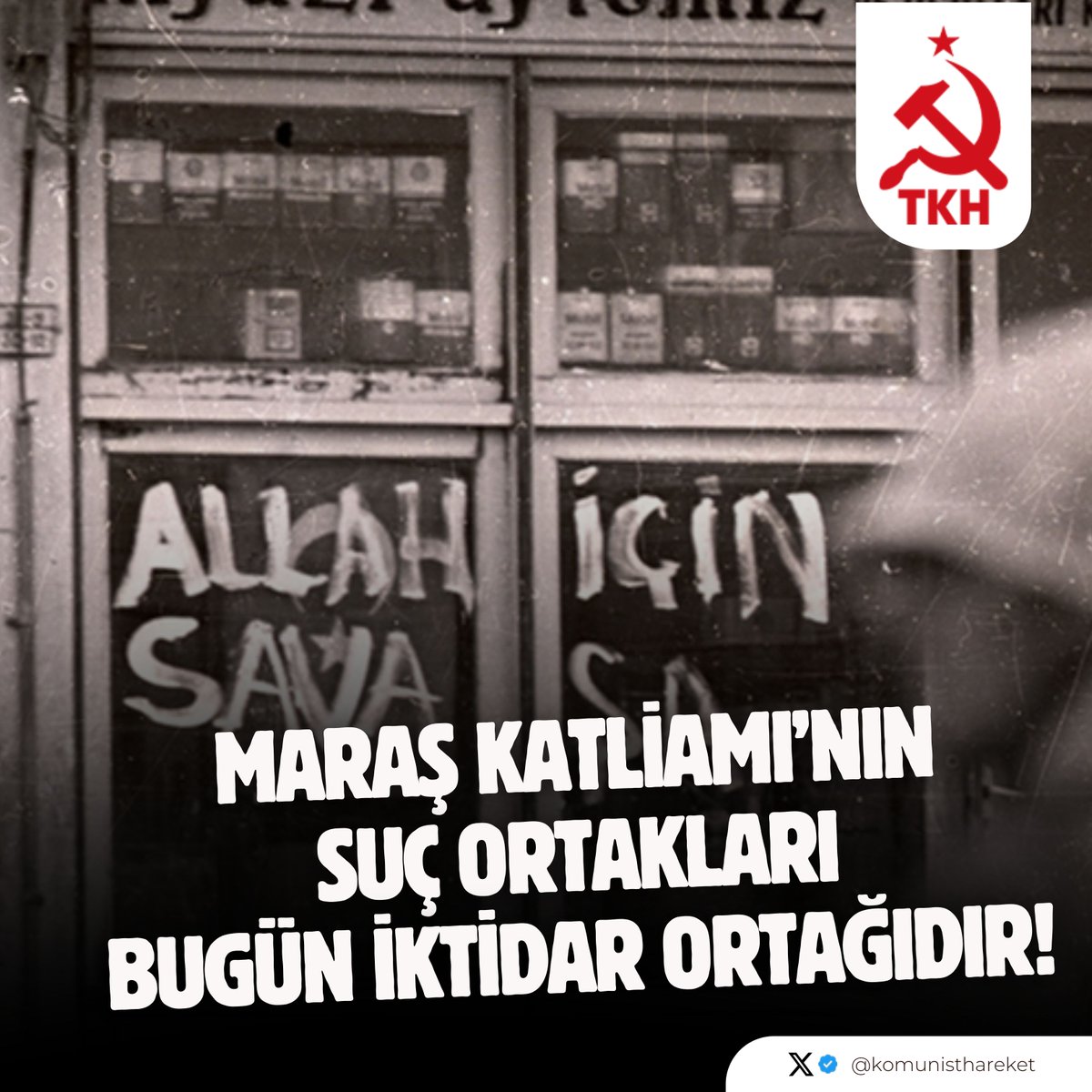 MARAŞ KATLİAMI’NIN SUÇ ORTAKLARI BUGÜN İKTİDAR ORTAĞIDIR!

Maraş Katliamı’nı unutmadık, unutmayacağız!

1978 yılının 19-26 Aralık günlerinde bir hafta boyunca süren ve yüzlerce yurttaşımızın yaşamını yitirmesine, binlercesinin ise göç etmesine neden olan Maraş Katliamı’nı