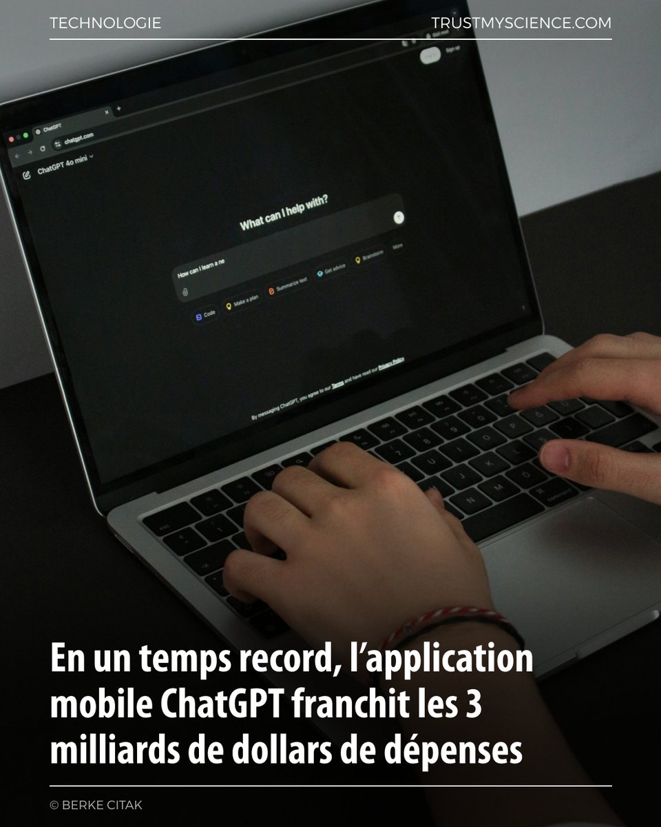 TrustMyScience's tweet image. ChatGPT continue d’exploser sur mobile : Appfigures estime environ 2 Md$ de dépenses iOS et Android depuis 2023, avec une forte accélération en 2025.

trustmyscience.com/temps-record-a…