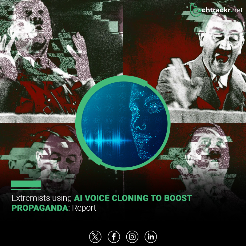 TechTrackr_net's tweet image. Extremist groups are misusing AI to recreate and translate Hitler’s speeches, spreading propaganda online with millions of views, experts warn.

#AI #ArtificialIntelligence #Extremism #OnlinePropaganda #TechMisuse #SocialMedia #CyberSecurity #TechTrackr #TechNews