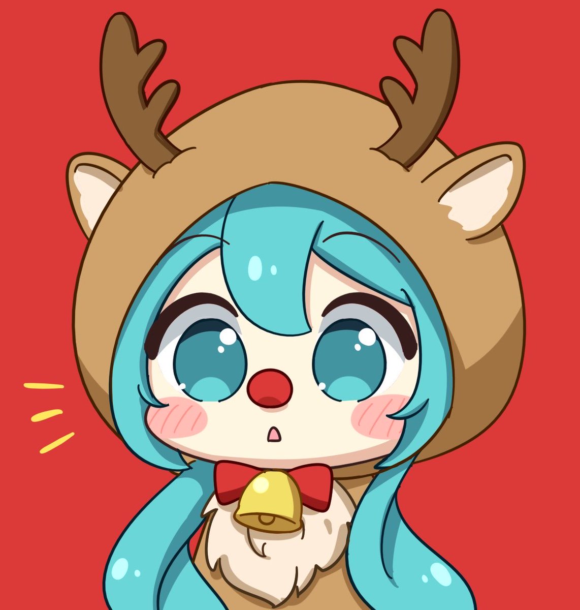 初音ミク 「真っ赤なお鼻の〜」|ねこみんのイラスト