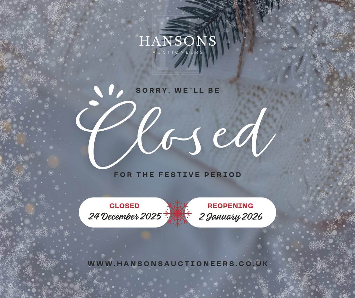 🎄 Christmas Closure Notice 🎄

We’ll be closed from 24th December and will reopen on 2nd January.

During the festive break, feel free to browse our website for upcoming auctions, news and specialist information, or submit valuation enquiries online. Our team will respond as
