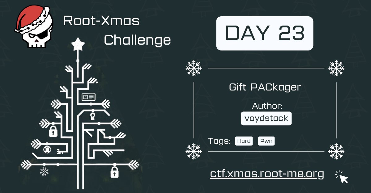 rootme_org's tweet image. 🎄 New Root-Xmas Challenge 🎄

✨ Today, prove Santa his Christmas Gift Packager system is not that secure...
📌 Submitted by: @voydstack 

🔗 Details &amp;amp; participation here:  ctf.xmas.root-me.org

Good luck to you all! 🎅