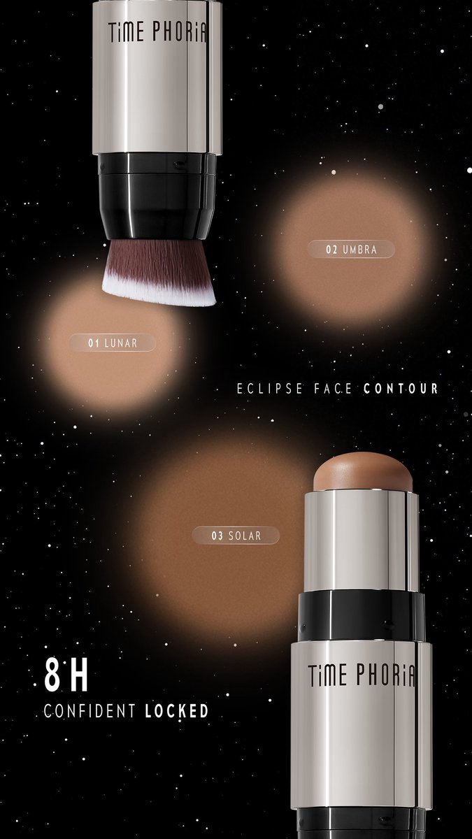 8H Fade-Proof Eclipse Spark 2-in-1 Face Contour. Power-soft finish, flawlessly blended.

#TIMEPHORIA #BeautyWithoutLimits