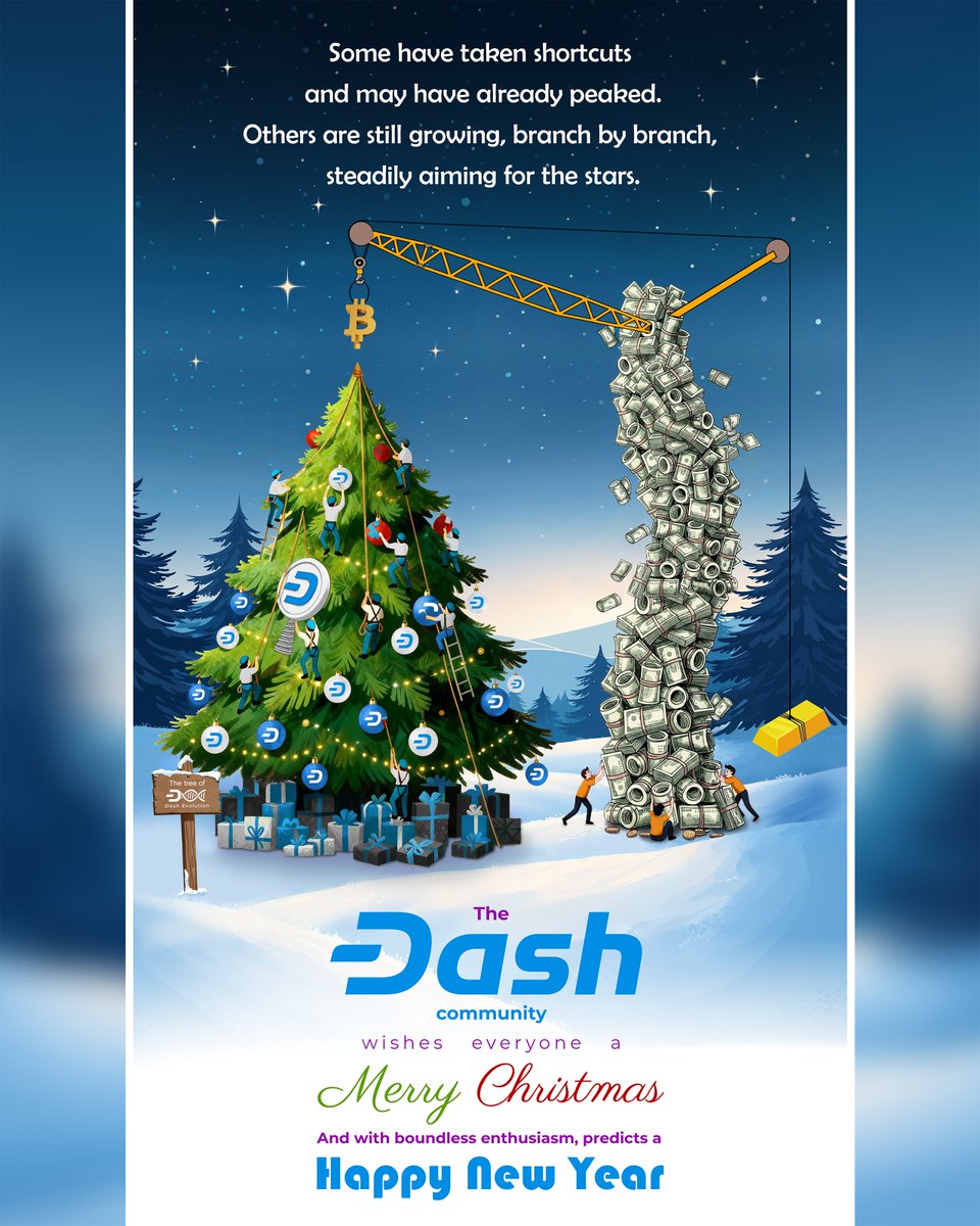 $Dash is growing branch by branch, reaching for the stars. With a strong base, exciting developments and community roots that run deep, there is much to celebrate this year.

Wishing everyone a Merry Christmas and a Happy New Year! 🎄🚀

#Crytpocurrency #Christmas