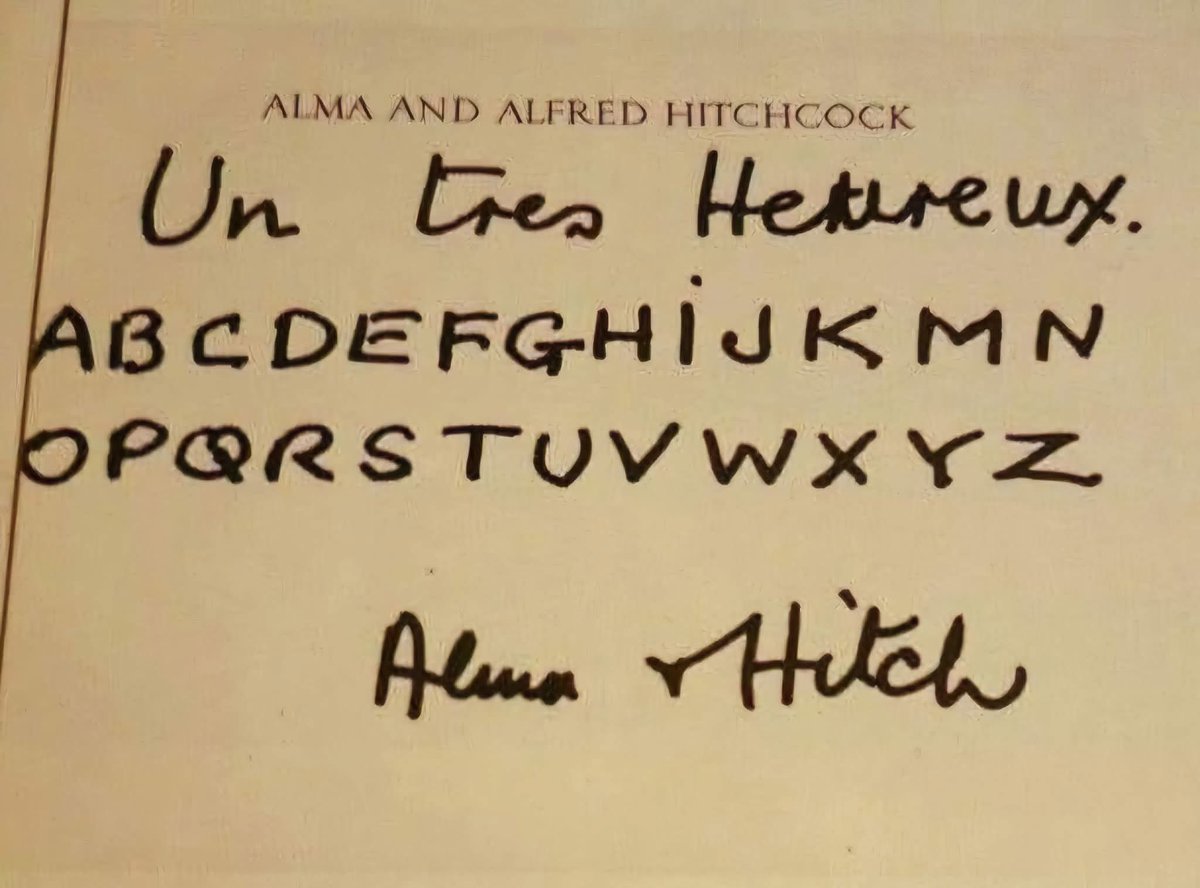 AlBlaineau's tweet image. Cette carte d’Alma et Alfred Hitchcock souhaitant à François Truffaut un très heureux « no L »