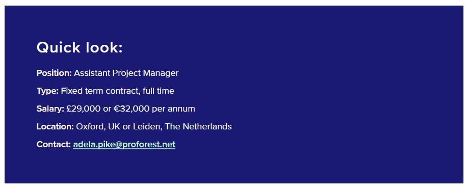 proforest's tweet image. Wanted - Assistant Project Manager in our UK or Netherlands office!
Work alongside sector experts in an international setting, gaining in-depth knowledge of responsible production and sourcing of agricultural commodities. 
Apply here - tinyurl.com/58mw3kaa