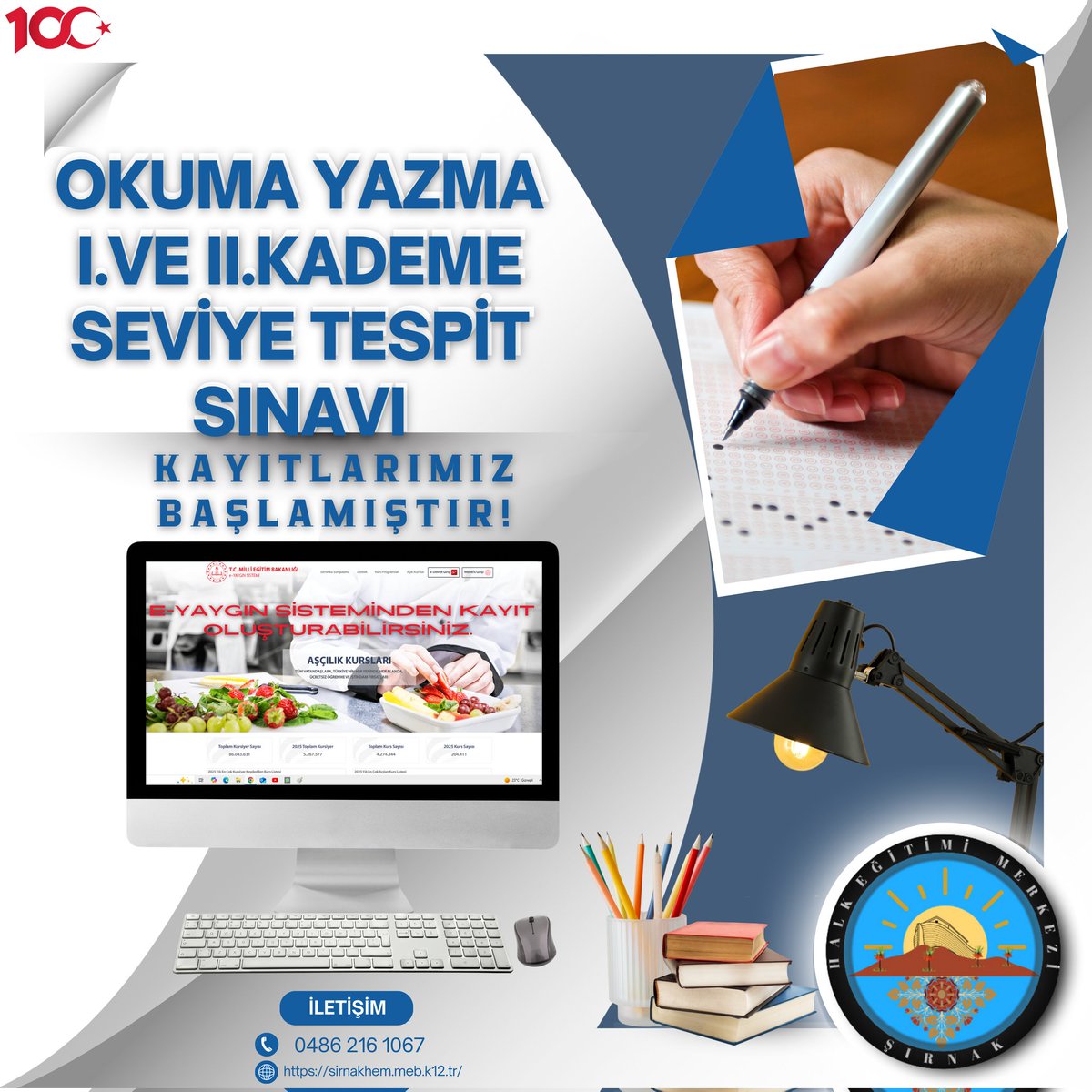 📍Okuma Yazma I. ve II. Kademe seviye tespit sınavı,  kayıtlarımız başlamıştır.