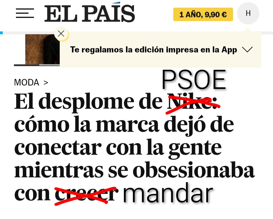 _ElObservador_'s tweet image. #OJO

#FUL: "El desplome de @PSOE: cómo la marca dejó de conectar con la gente mientras se obsesionaba con mandar".

La #ExtremaDerecha, @ppopular y @vox_es, es mala en sí misma sin ninguna oferta, pero la #FakeIzquierda reaccionaria, @PSOE, es más peligrosa aún por cobarde.
.