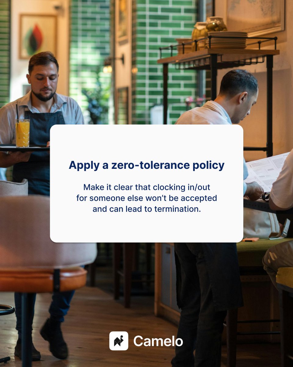 CameloHq's tweet photo. Buddy punching is a situation in which an employee clocks in and out for another employee, which costs businesses $373 million annually 💸
Wanna know the solution for this? Here are 4 proven ways to prevent it 👇
#Camelo #ShiftWorkMadeEasier #BuddyPunching https://t.co/OsfRI5ugAB