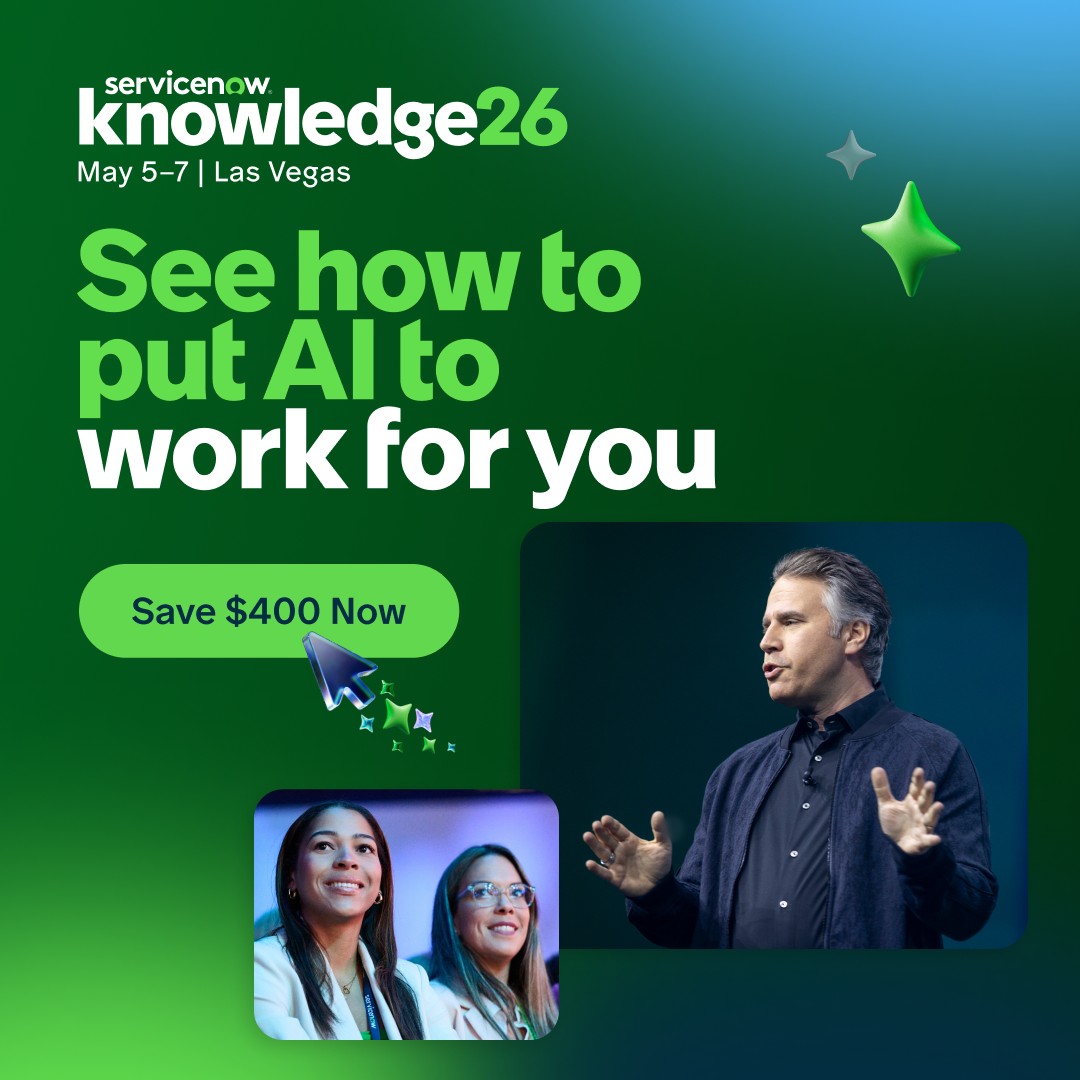 Wondering how AI can actually help you in your day-to-day work? Knowledge 2026 is the best place to find out. Join us for three days of hands-on learning and walk away with real AI skills. 🚀 Register today for $400 off your pass. spr.ly/6015CXUl9