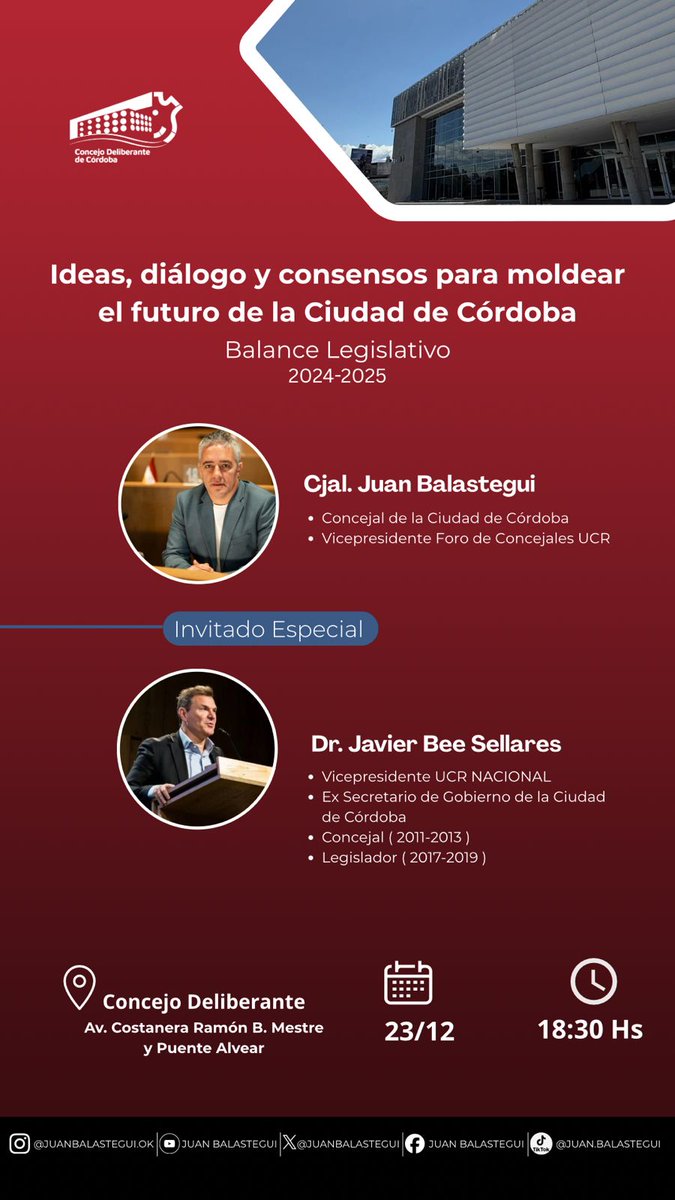 🙌 Hoy nos encontramos con los vecinos de la Ciudad de Córdoba en la sede del nuevo Concejo Deliberante.

💪 Vamos a intercambiar miradas y compartir un momento de reflexión y diálogo sobre los temas que nos preocupan en la ciudad.

🇵🇱 Nos acompañará Javier Bee Sellares,