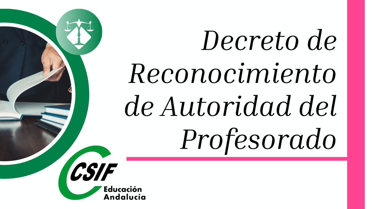 📢 CSIF-A Educación | Autoridad del Profesorado

✅ Ya está publicado el Decreto 209/2025 (16/12) que  refuerza la autoridad del profesorado.

Incluye:
🛡️ Protección y respaldo institucional
⚖️ Asistencia jurídica ante conflictos derivados del ejercicio docente
🧠 Apoyo