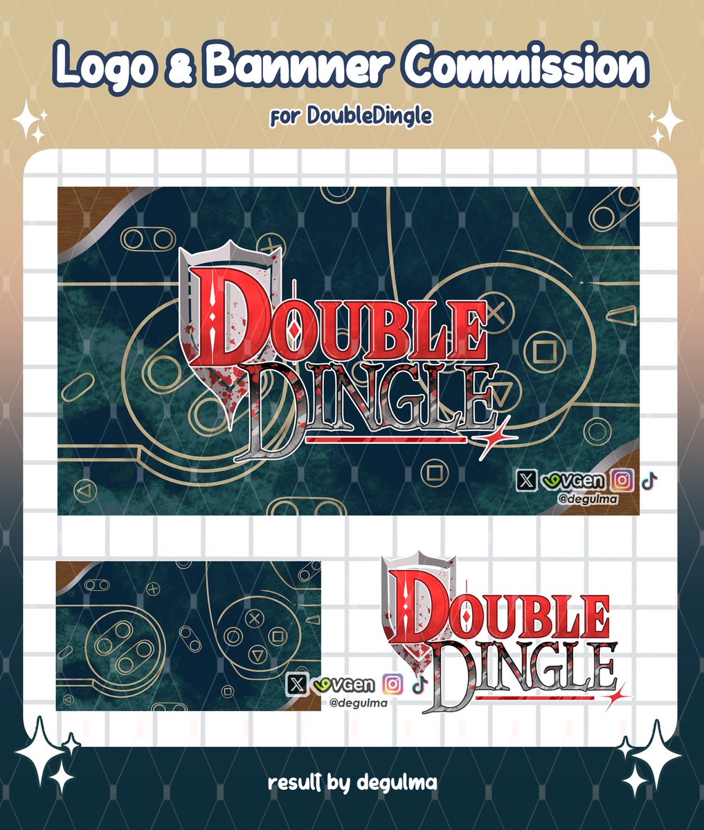 Logo Banner Commission Result for <a href="/DoubleDingle/">DoubleDingle</a> 🦩 

✨ c0mmission available ( dm or Vgen on bio ) ✨

[ ♡ or 🔃 reallyy appreciated ] 

#Logo #banner #streamer #VGenComms  #twitch