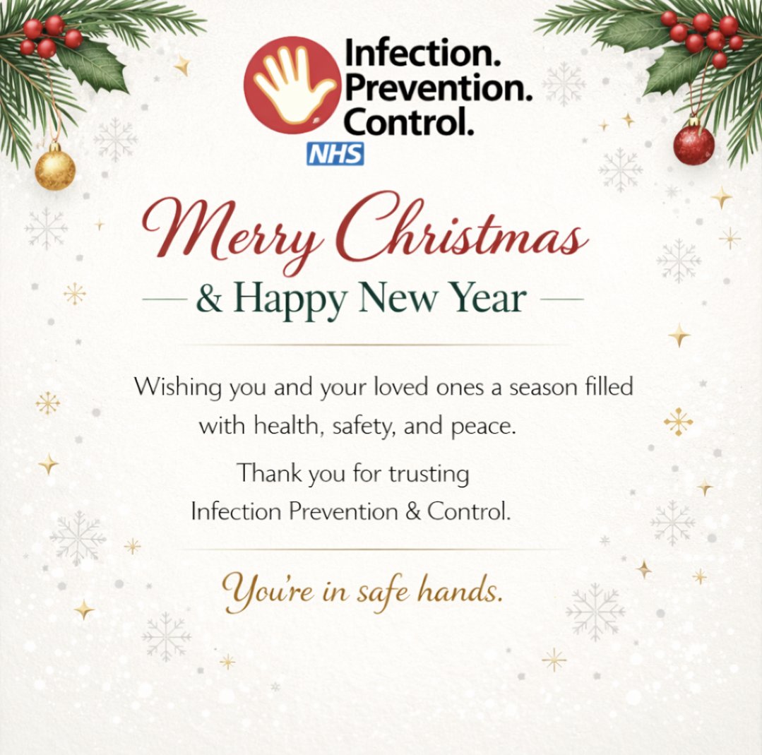 Merry Christmas &amp; Happy New Year
Wishing you and your loved ones a season filled with health, safety, and peace.
Thank you for trusting Infection Prevention &amp; Control.
Tagline
You’re in safe hands.
#MerryChristmas
#SeasonOfCare
#InfectionPrevention
#StaySafe
#HealthcareWithHeart