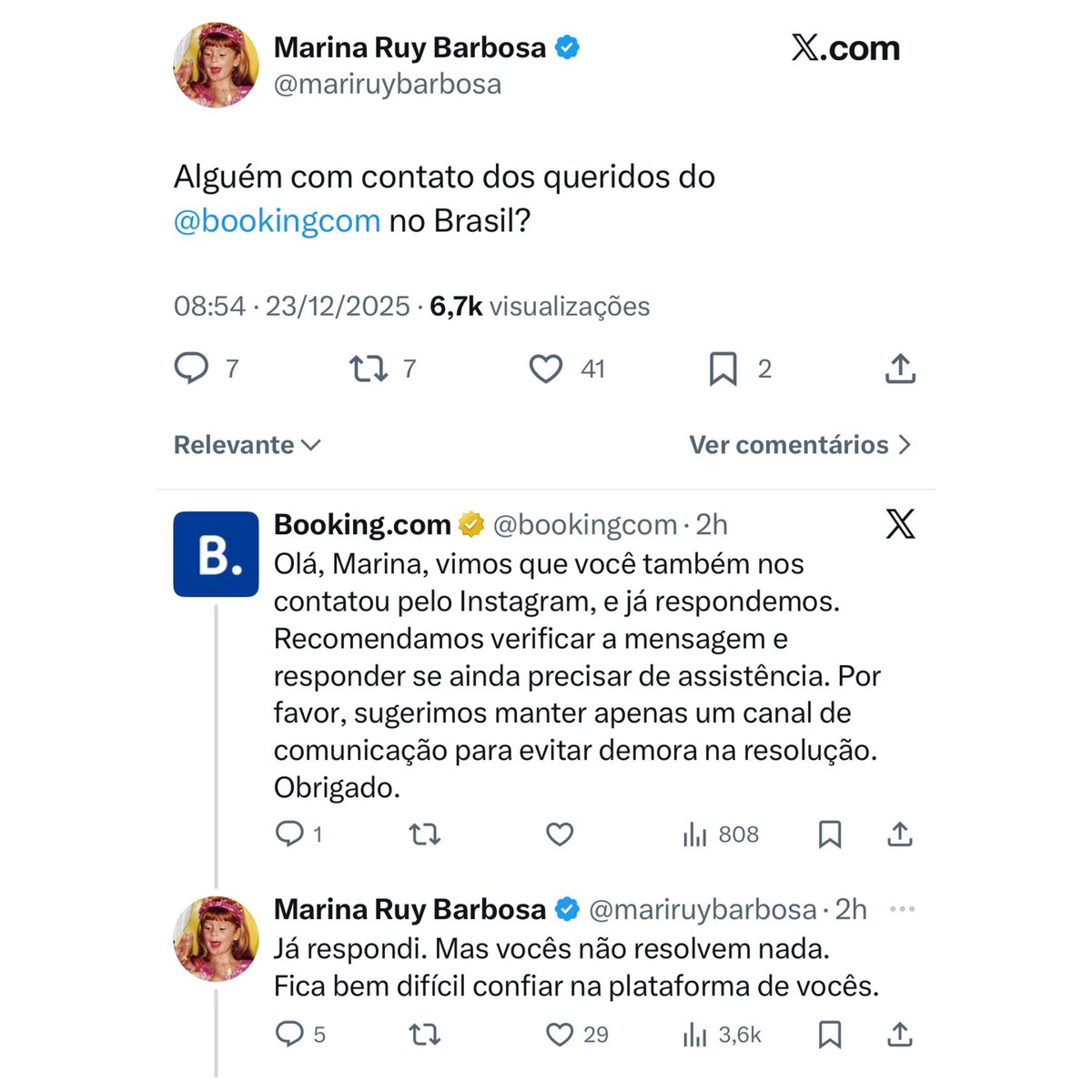 NazareAmarga's tweet image. A Marina Ruy Barbosa poucas ideia, metendo o pau no Booking publicamente 😂

A diva gente como a gente!