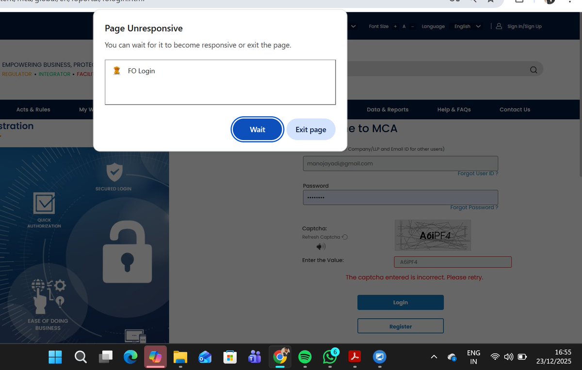 now LOGIN even not possible ! <a href="/MCA21India/">Ministry of Corporate Affairs</a> <a href="/HelpdeskMCA21V3/">Helpdesk-MCA21V3</a>