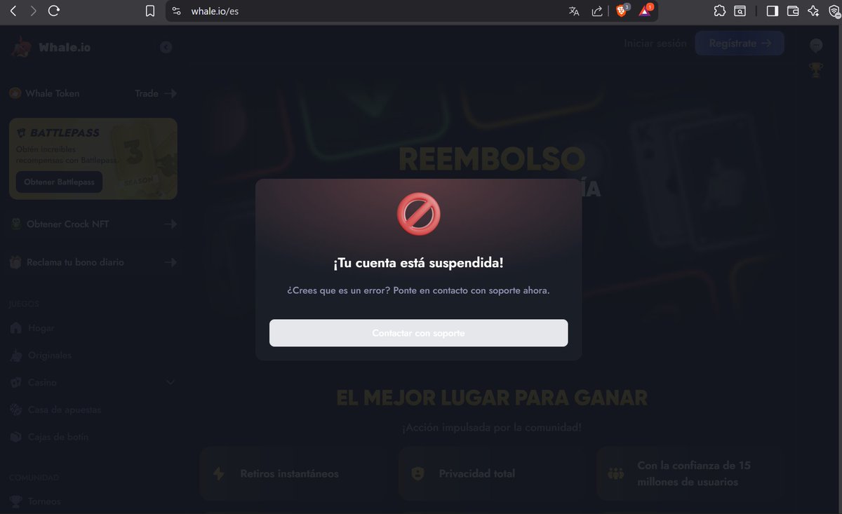 RaphaelGa146's tweet image. 🚨 scam 1400$🚨CRAZY CRAZY WORK by @WhaleGames_en 

I got my account suspended today and openned 2 tickets at whale suport for this issue. 
¿the answer? TOS violation whitout any explanation 
1440$ usd in my balance and 0 refund 
I got max level kyc since day one 2 years ago