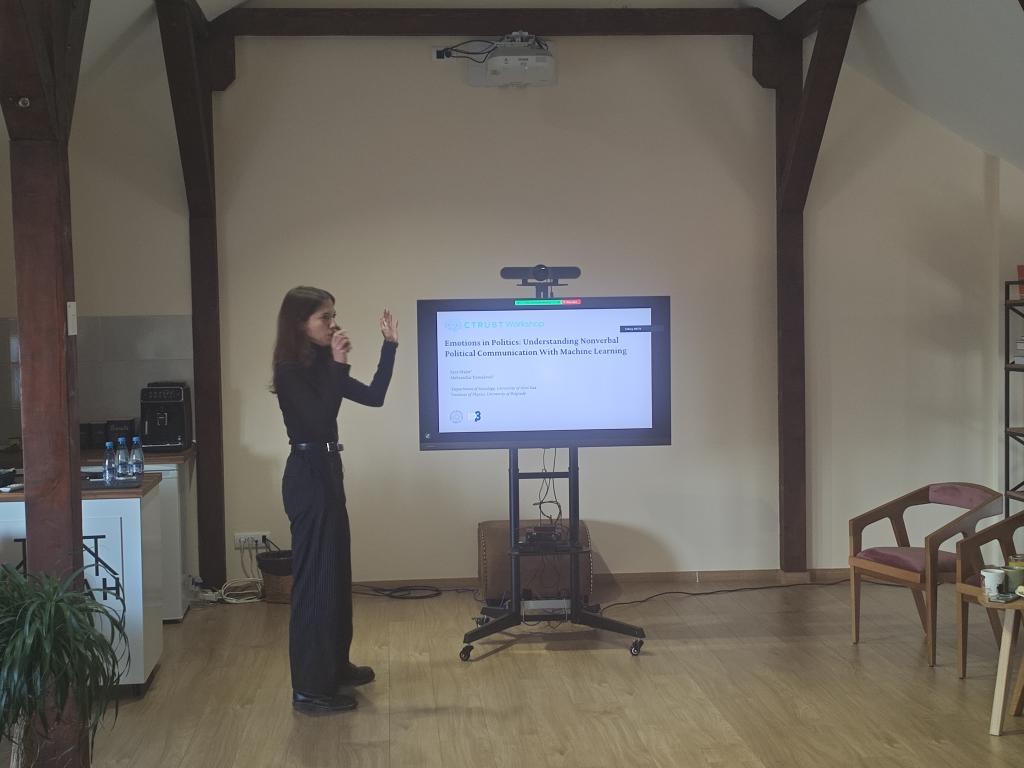 CTRUST_RS's tweet photo. Sara Major, CTRUST team member, talks about emotions in politics.
 #fondzanauku #ctrust #prisma #ipb #ffuns #vinca #scl #ciks https://t.co/JtRlEibbF5