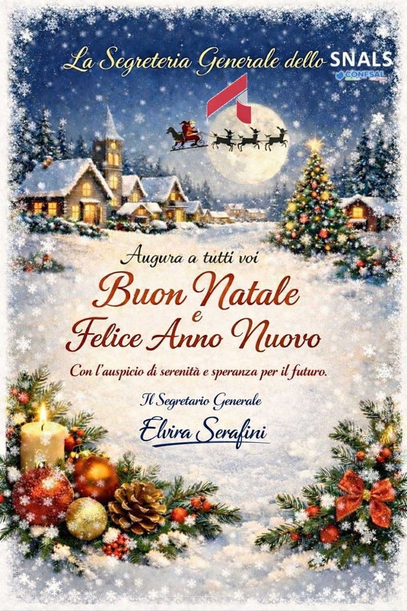 Augura a tutti voi Buon Natale e Felice Anno Nuovo