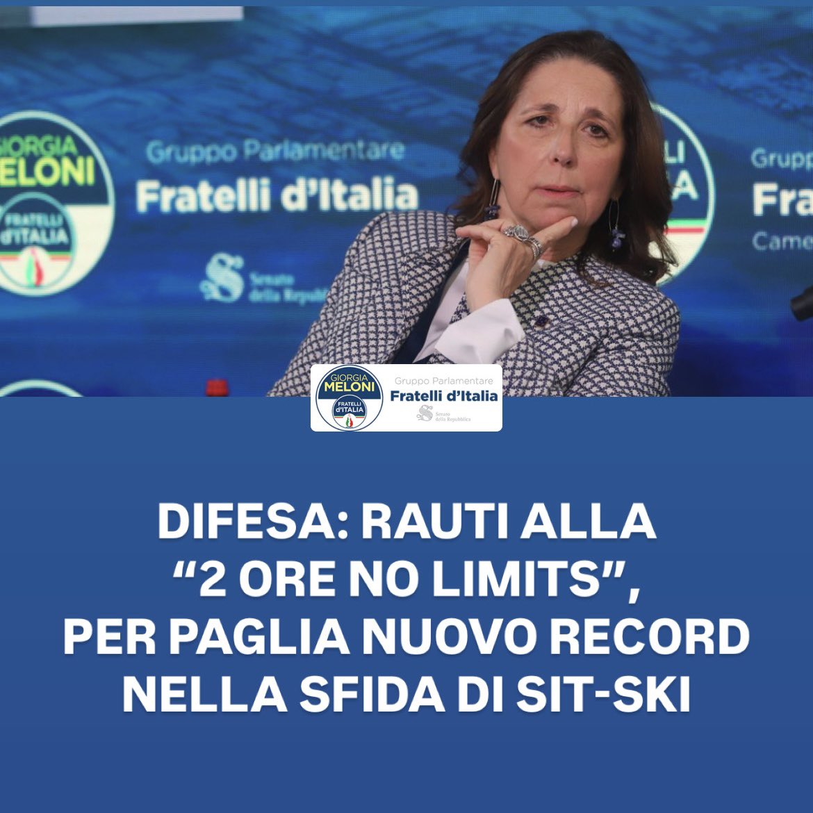 isabellarauti's tweet photo. DIFESA: RAUTI ALLA “2 ORE NO LIMITS”, PER PAGLIA NUOVO RECORD NELLA SFIDA DI SIT-SKI - #FratellidItaliaSenato
⬇️
https://t.co/m75lTDjPzz
#2OreNoLimits #GianfrancoaPaglia #NoLimits #SportParalimpico #SciNordico #GSPD #GruppoSportivoParalimpico #Difesa #ForzeArmate
#Inclusione #Resilienza #Determinazione #UnaForzaPerIlPaese
#InvictusGames #MilanoCortina2026 #ValBadia #Corvara
@FratellidItalia @FDI_Parlamento @GuidoCrosetto @SM_Difesa @MinisteroDifesa @Esercito @ItalianAirForce @ItalianNavy @_Carabinieri_ @GSPDifesa @Fisipofficial @CIPnotizie @gfpaglia