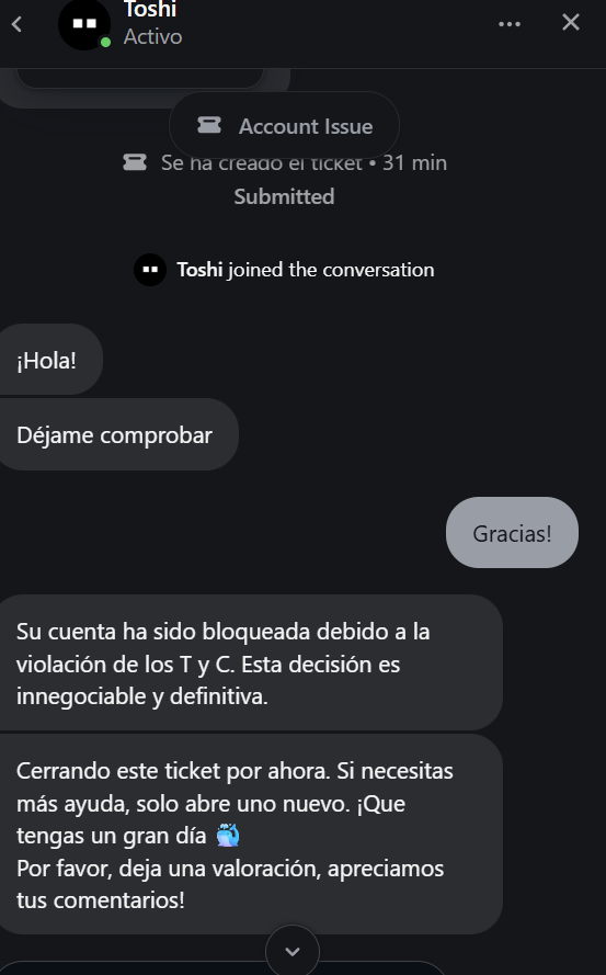 RaphaelGa146's tweet image. 🚨 scam 1400$🚨CRAZY CRAZY WORK by @WhaleGames_en 

I got my account suspended today and openned 2 tickets at whale suport for this issue. 
¿the answer? TOS violation whitout any explanation 
1440$ usd in my balance and 0 refund 
I got max level kyc since day one 2 years ago