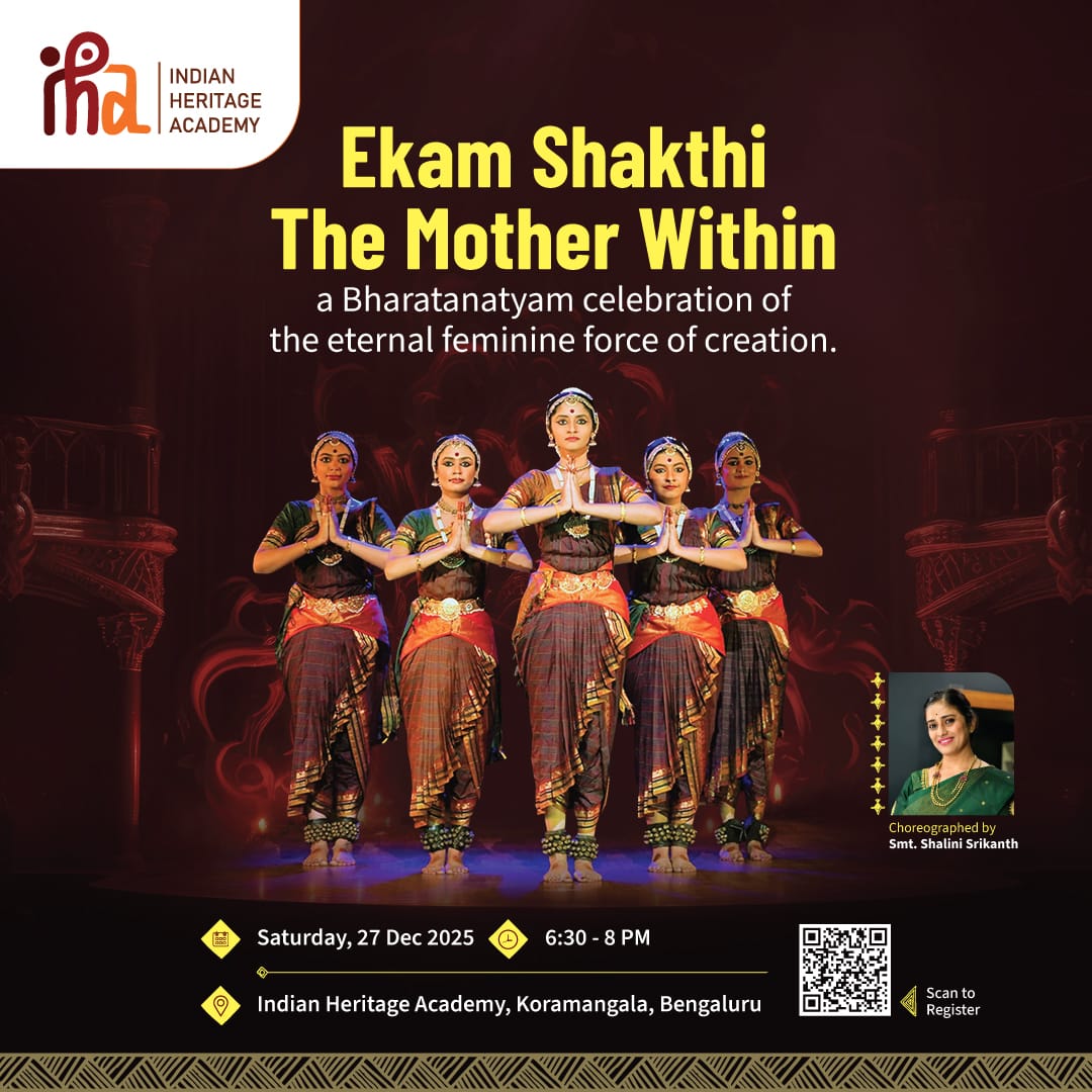 iha_blr's tweet photo. Ekam Shakthi: The Mother Within
A Bharatanatyam presentation tracing Shakti as wisdom, abundance, and courage — one eternal force expressed through Saraswati, Lakshmi, and Durga.
https://t.co/SqQrtSnd8u

#EkamShakthi #Bharatanatyam #IndianHeritageAcademy #CulturalBengaluru https://t.co/sIrTEfvfbR