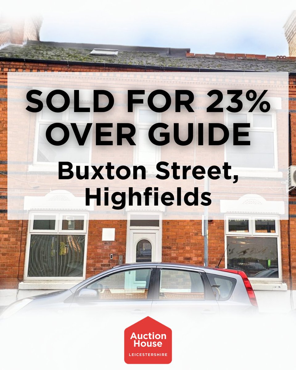 AuctionHouseLC's tweet photo. Emotions were intense as bidders fought for this mid-terrace property in Highfields. Surpassing the guide price by 23%, we are thrilled with the outcome.

Find out how much your property could be worth through auction by booking a free valuation on 0116 222 7575, option 1. https://t.co/jrL8OYP5qr