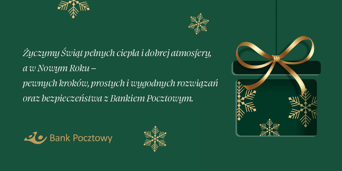 Wszystkiego najlepszego z okazji Świąt Bożego Narodzenia i Nowego Roku życzy #BankPocztowy