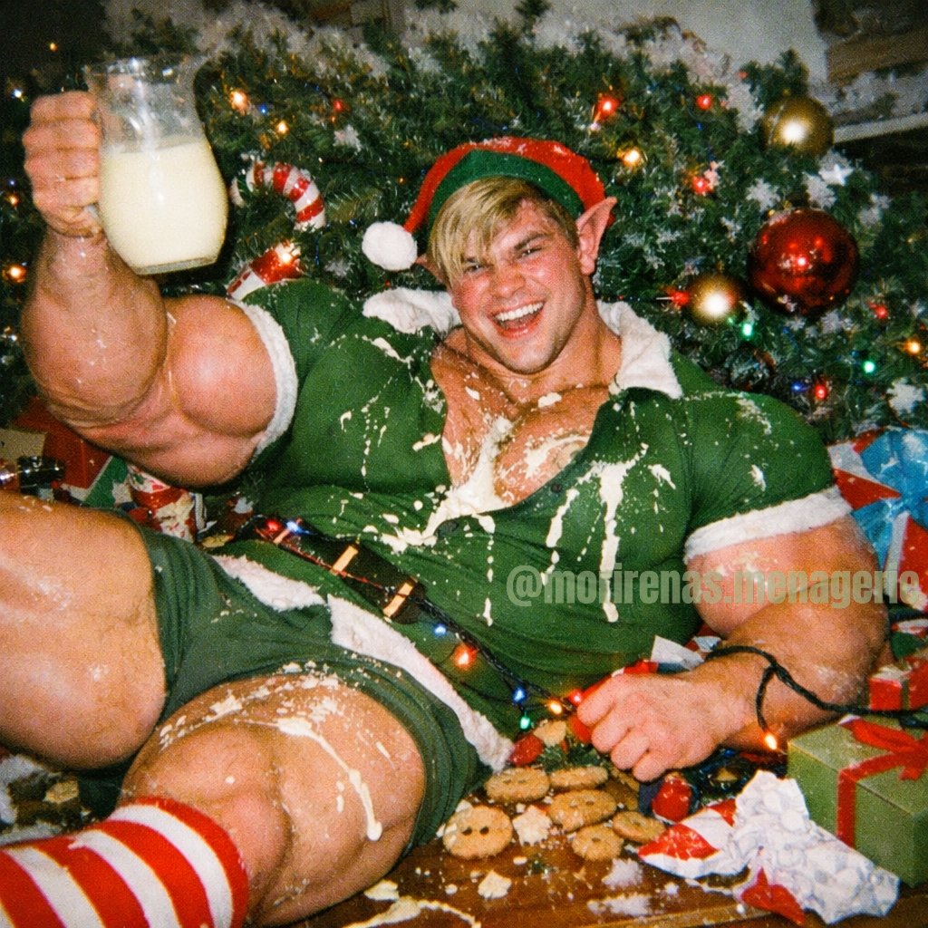 morirenasmenage's tweet photo. It's Christmas morning. You eagerly run down the stairs to open your presents... only to discover that some giant, over-muscled elf has torn them all open, toppled the tree, eaten the cookies and is now drunk on the eggnog! What a disaster!
#christmaself #badelf #eggnog https://t.co/7XA4nAC766