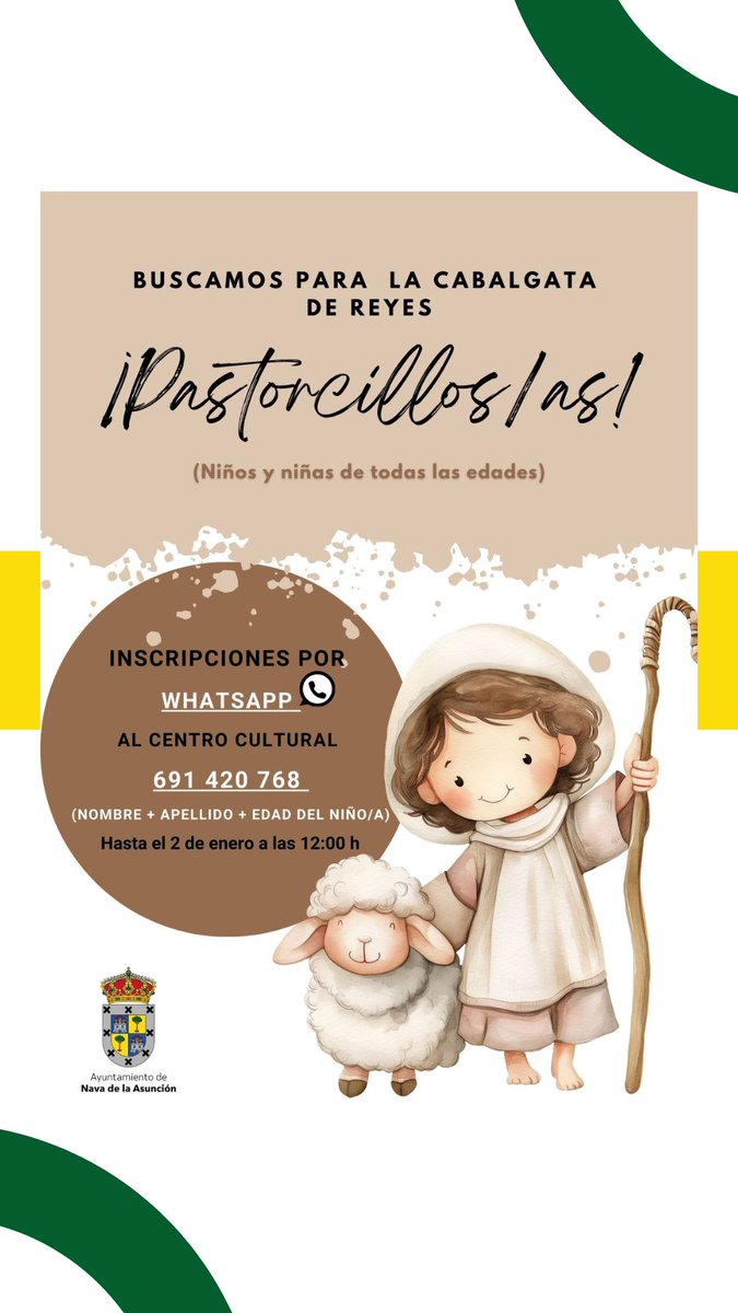 ✨ ¡Buscamos pastorcillos/as para la cabalgata de reyes! ✨