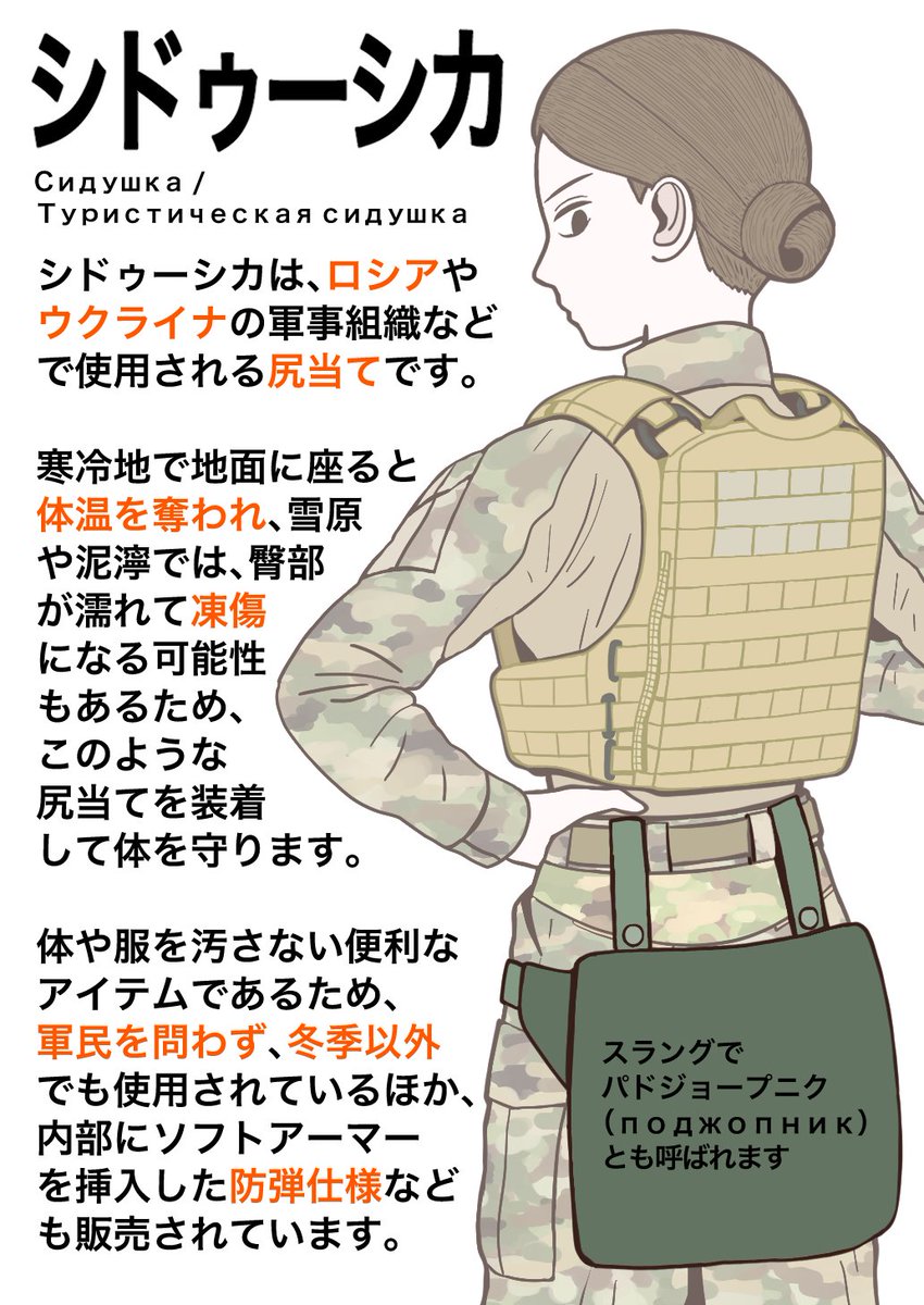 旧ソ連圏の兵士が季節問わず着けてる尻当て 