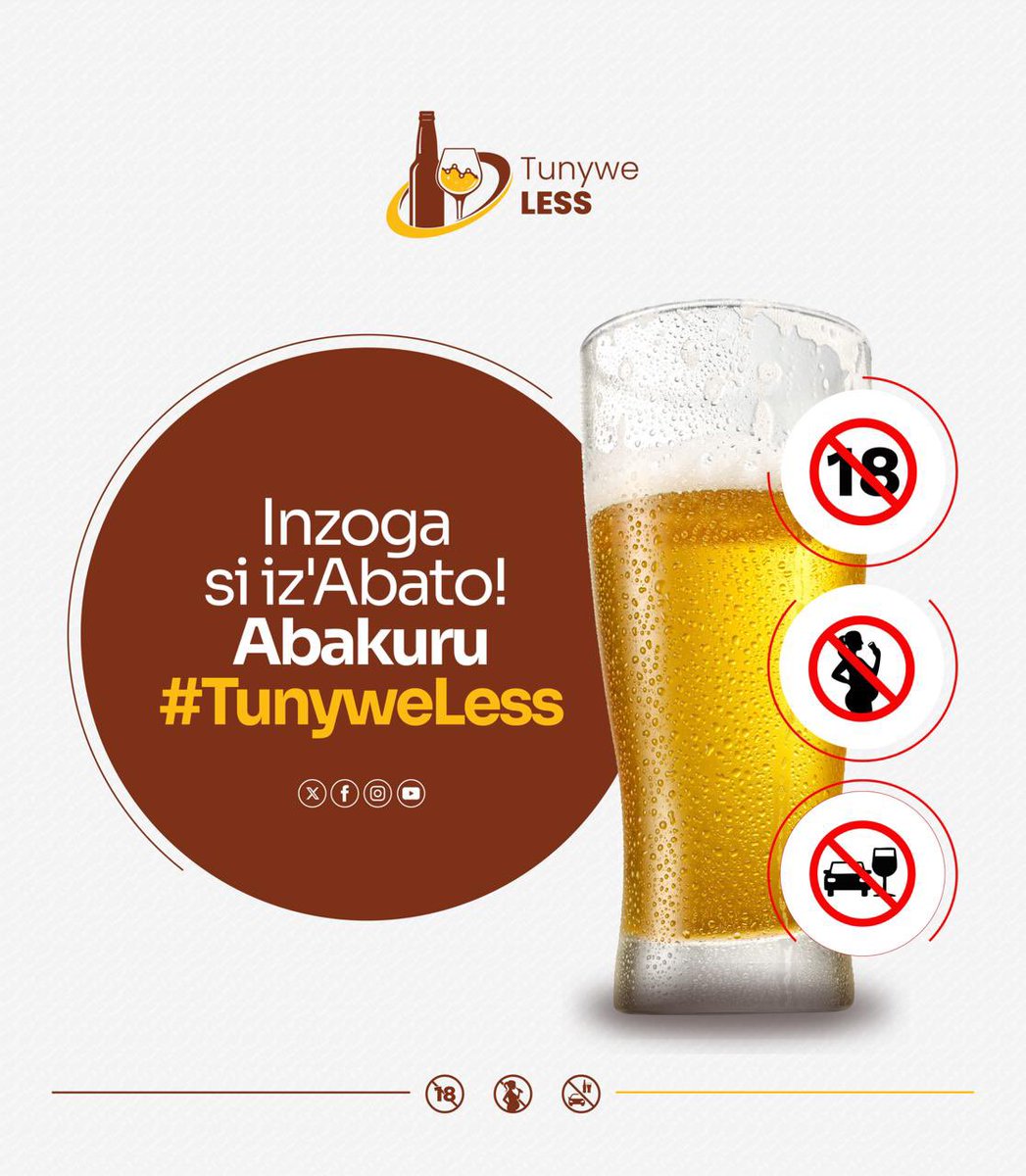 Mu gihe cy'iminsi mikuru, twizihirwe tuzirikana ko inzoga atari iz'abato, abagore batwite, n'abafite indwara zitabemerera kunywa inzoga. 
Abakuru nabo banywe mu rugero.
#TunyweLess