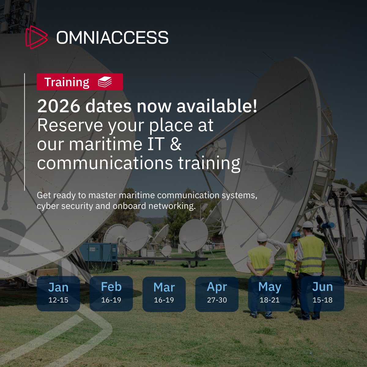 🚢 2026 Maritime IT &amp; Communications Training – new dates now available! Take the next step in your maritime career with our 4-day, hands-on training at OmniAccess HQ in Palma de Mallorca.

Secure your spot today: bit.ly/4j8Qrw1

#PossibilitiesAnywhere