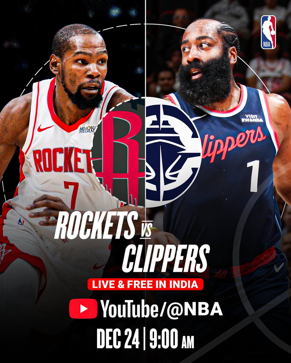 NBAIndia's tweet image. Durant vs Harden, it doesn't get any bigger than this! 🍿 Watch them LIVE &amp;amp; FREE in India on YouTube/@NBA 🏀

📅 Dec 24 | 9:00 AM IST 📺 youtube.com/live/9B25p6WdK…

#YouTubeLIVE #NBAIndia
